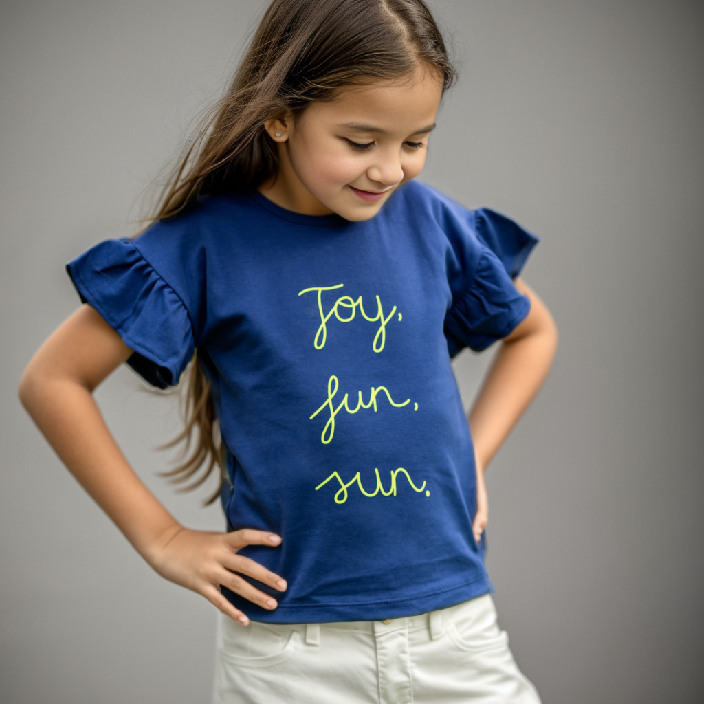 Polo Niña Joy Azul (100% algodón) - Le Petit Company