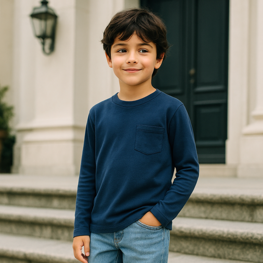 Polo Niño 100% Algodon Azul - Le Petit Company