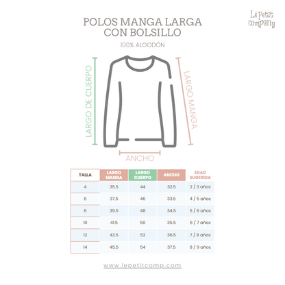 Polo Nina Nino Básico Blanco - bolsillo (100% algodón) Medidas - Le Petit Company
