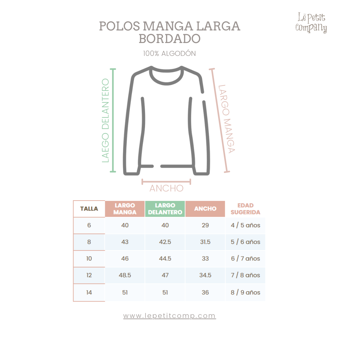 Polo Nina Nino Básico Negro - bordado (100% algodón) Medidas - Le Petit Companyy