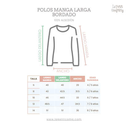 Polo Nina Nino Básico Negro - bordado (100% algodón) Medidas - Le Petit Companyy