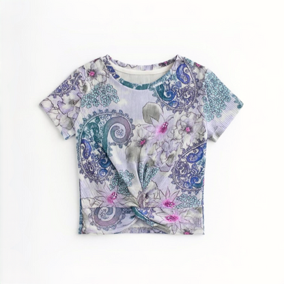 Polo Niña Rib Mandala Nudo (Morado - Aqua)