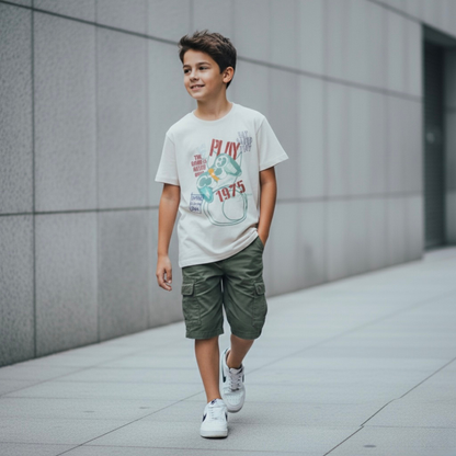 Polo Niño Gaming - Gris (100% algodón)