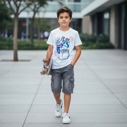 Polo Niño Gaming - Blanco (100% algodón)