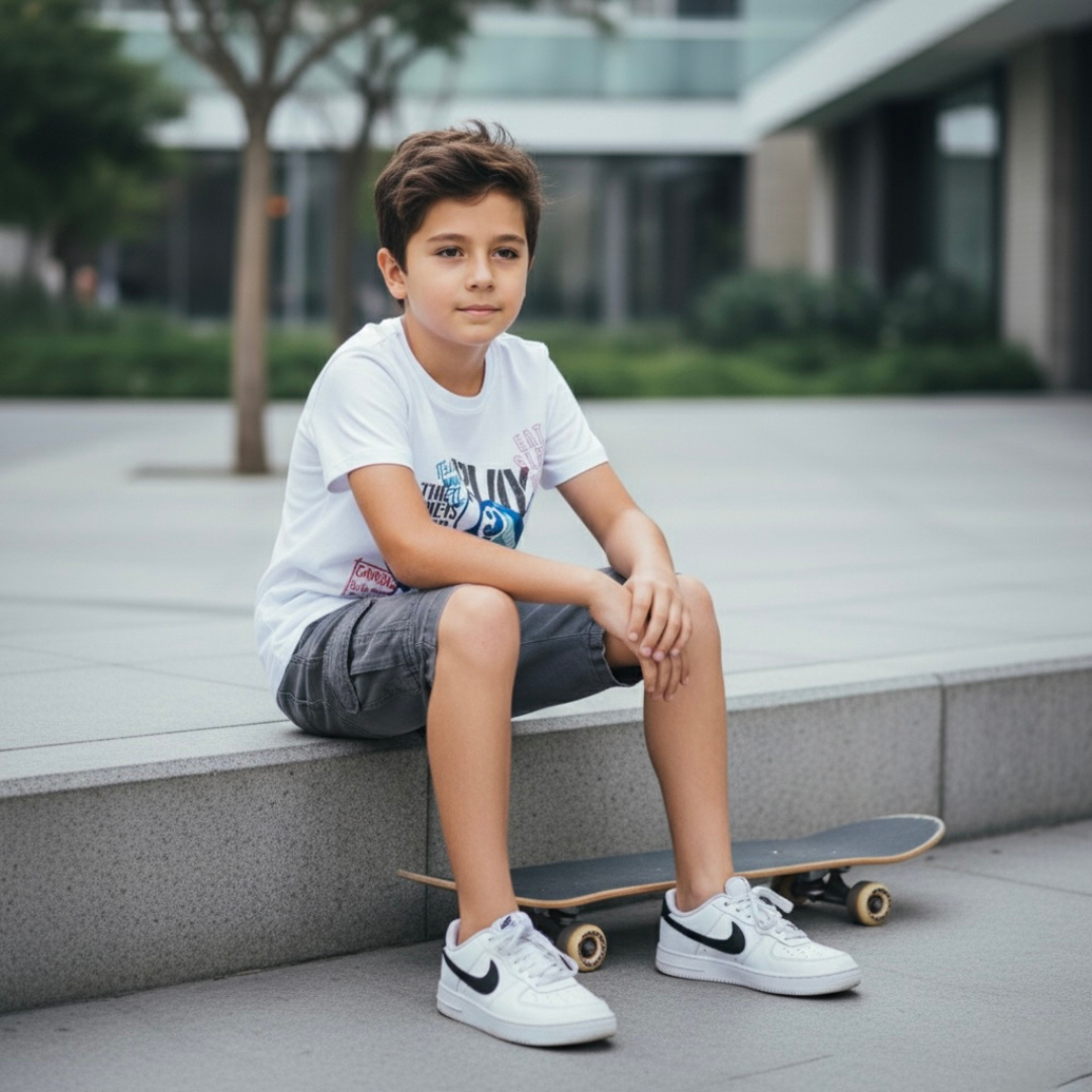 Polo Niño Gaming - Blanco (100% algodón)