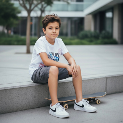 Polo Niño Gaming - Blanco (100% algodón)