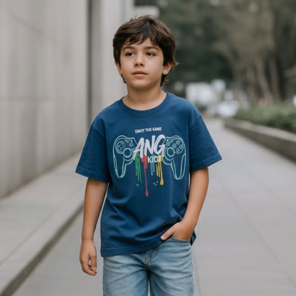 Polo Niño Gamer - Azul (100% algodón)