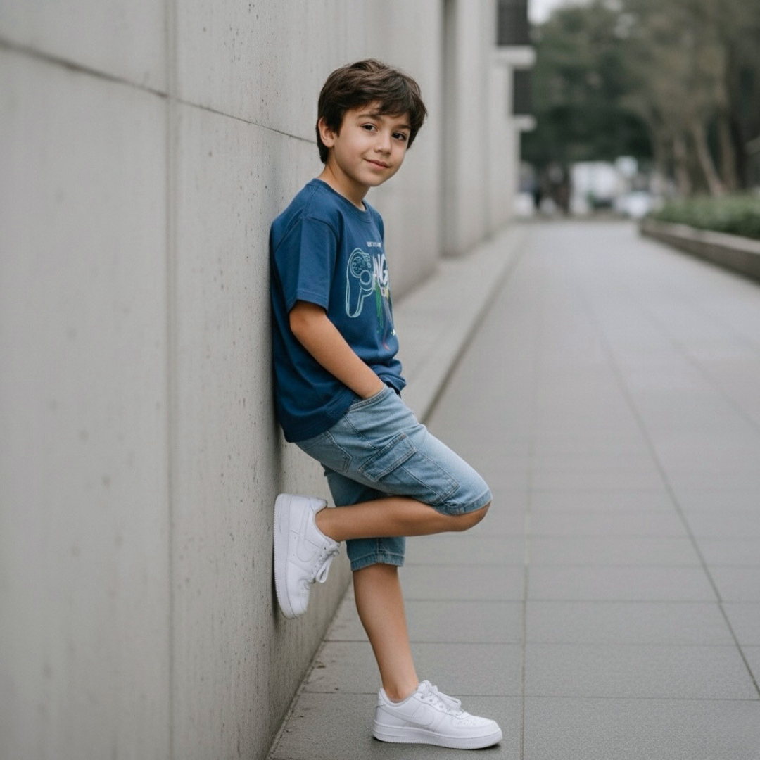 Polo Niño Gamer - Azul (100% algodón)