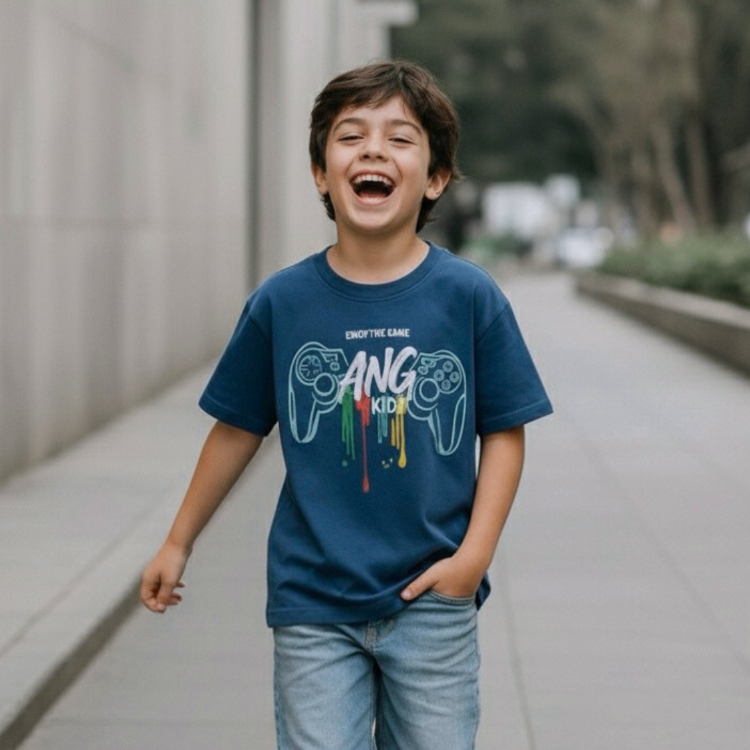 Polo Niño Gamer - Azul (100% algodón)