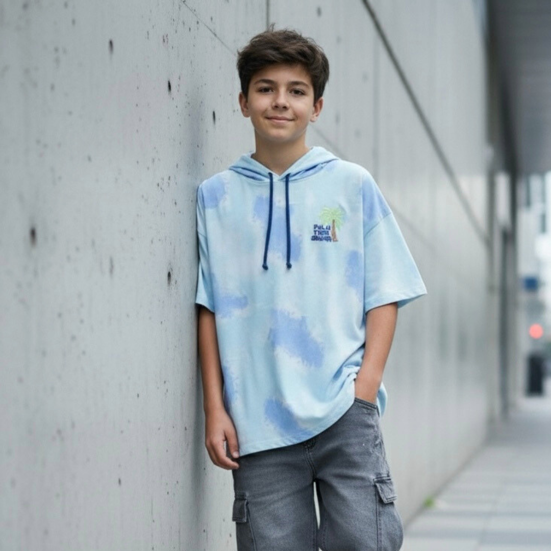 Polo Niño Tie Dye - Celeste (100% algodón)