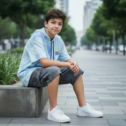 Polo Niño Tie Dye - Celeste (100% algodón)