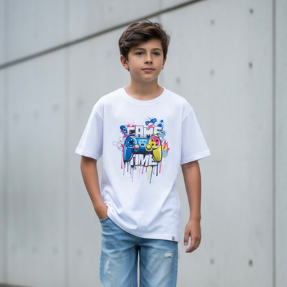 Polo Niño Game Time - Blanco (100% algodón)