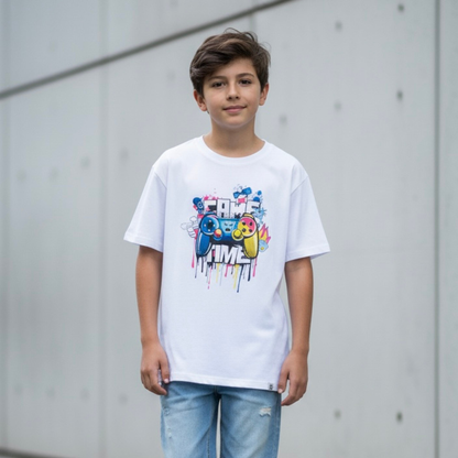 Polo Niño Game Time - Blanco (100% algodón)