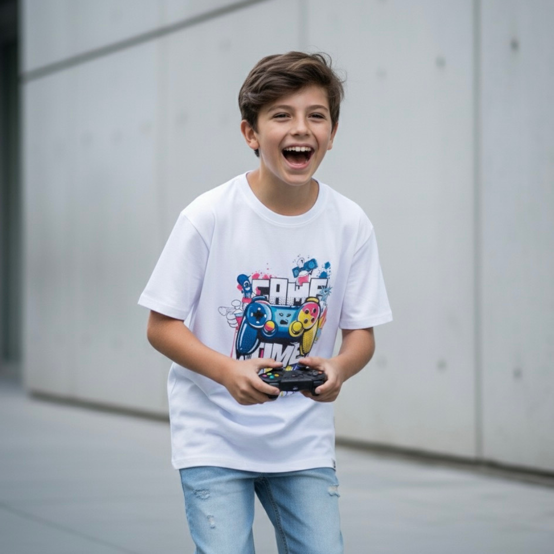 Polo Niño Game Time - Blanco (100% algodón)