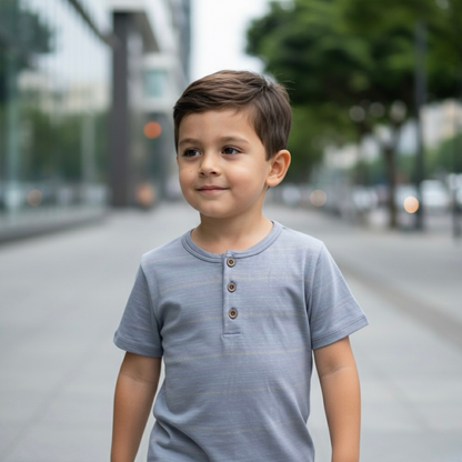 Polo Niño Gris Botones (100% Algodón)