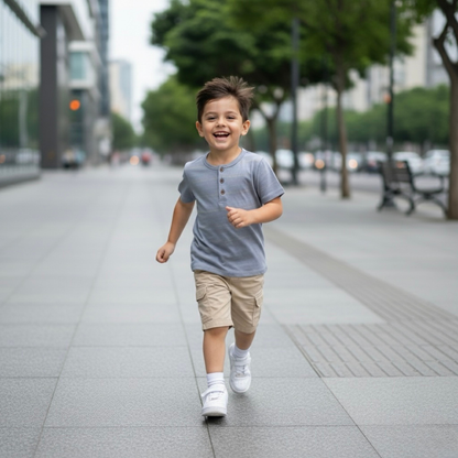 Polo Niño Gris Botones (100% Algodón)