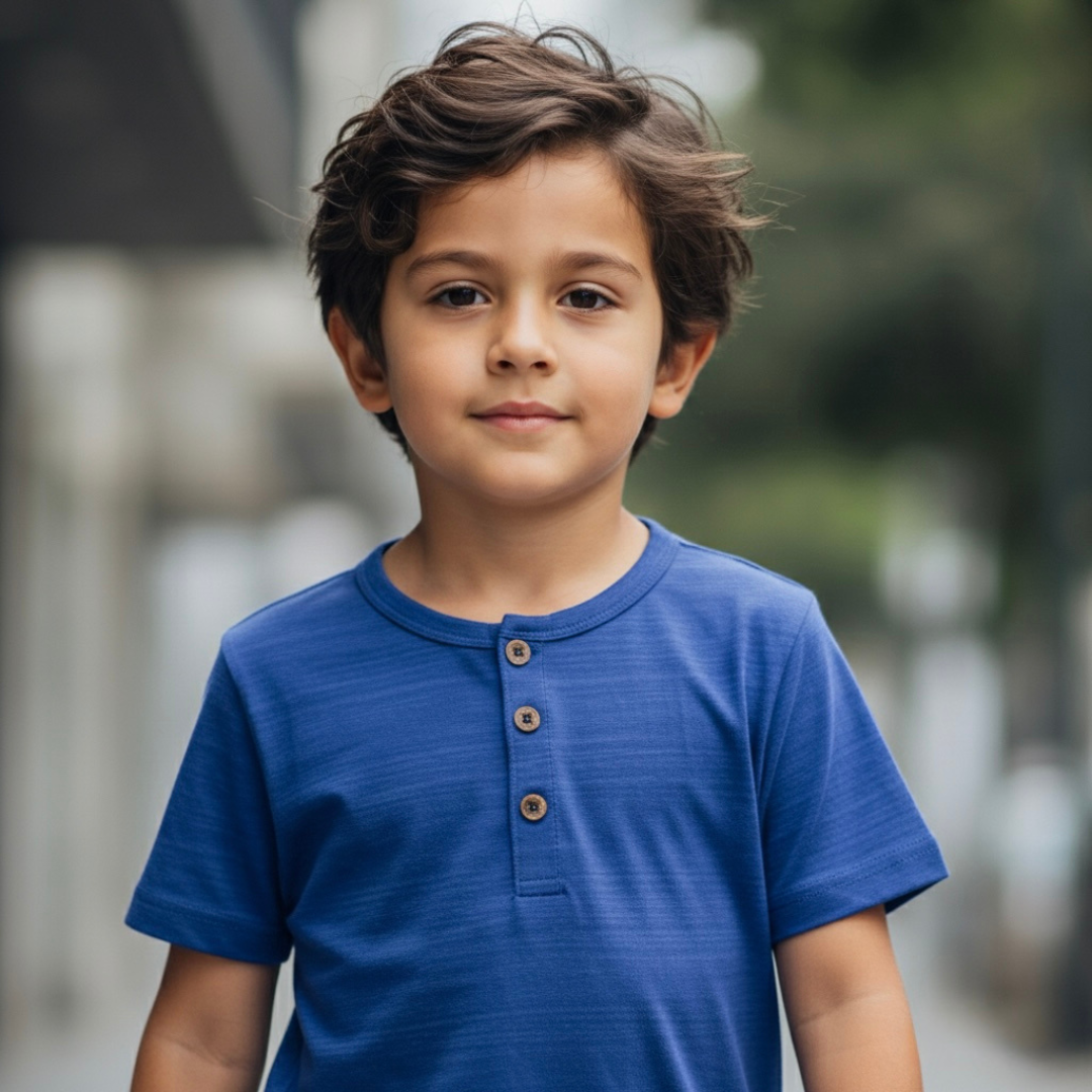 Polo Niño Azul Botones (100% Algodón)