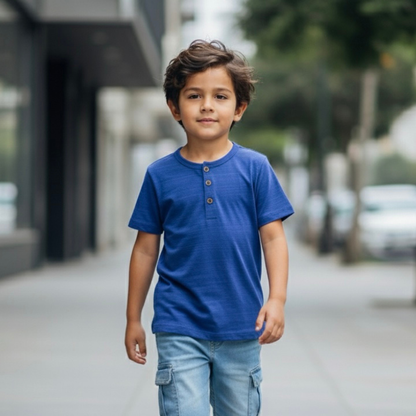 Polo Niño Azul Botones (100% Algodón)