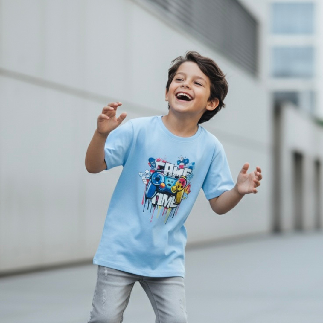 Polo Niño Game Time - Celeste (100% algodón)