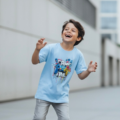 Polo Niño Game Time - Celeste (100% algodón)