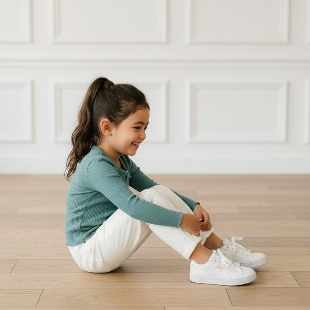 Polo Rib Manga Larga Verde Cemento Lazos - Algodón