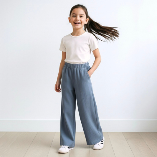 Palazo Pantalón Flare Niña - Cobalto