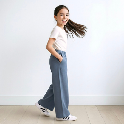 Palazo Pantalón Flare Niña - Cobalto