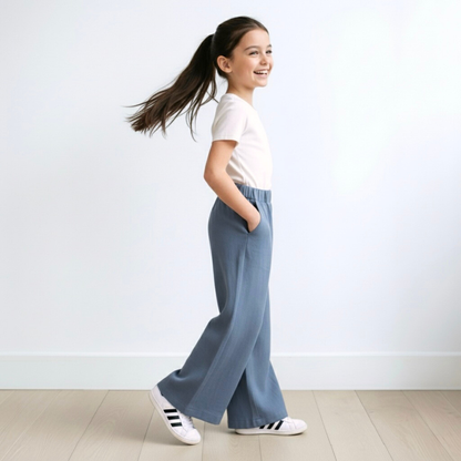 Palazo Pantalón Flare Niña - Cobalto