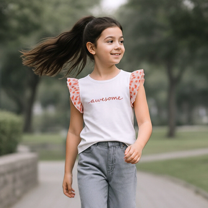 Polo Niña Awesome Blanco (100% algodón)