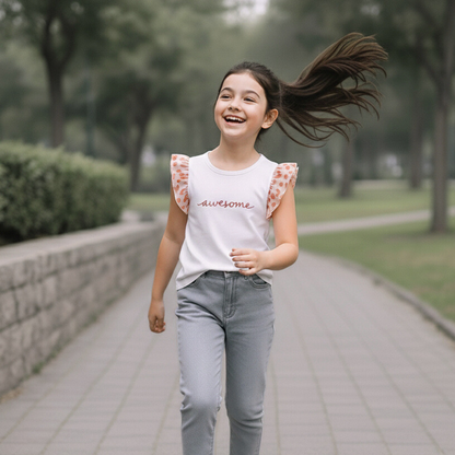 Polo Niña Awesome Blanco (100% algodón)