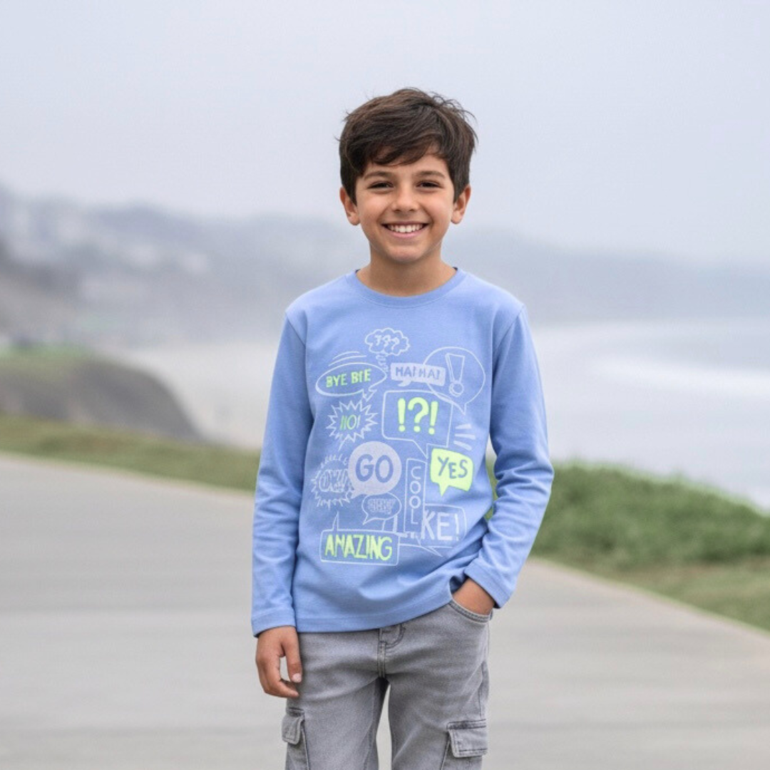 Polo Niño Amazing Celeste (100% Algodón)