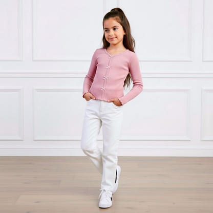 Polo Rib Manga Larga Rosa Lazos - Algodón