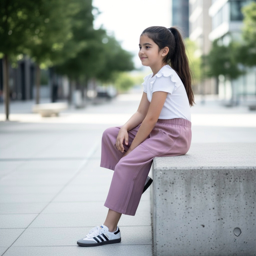Pantalón Culotte Niña Bolsillos - Rosa Malva