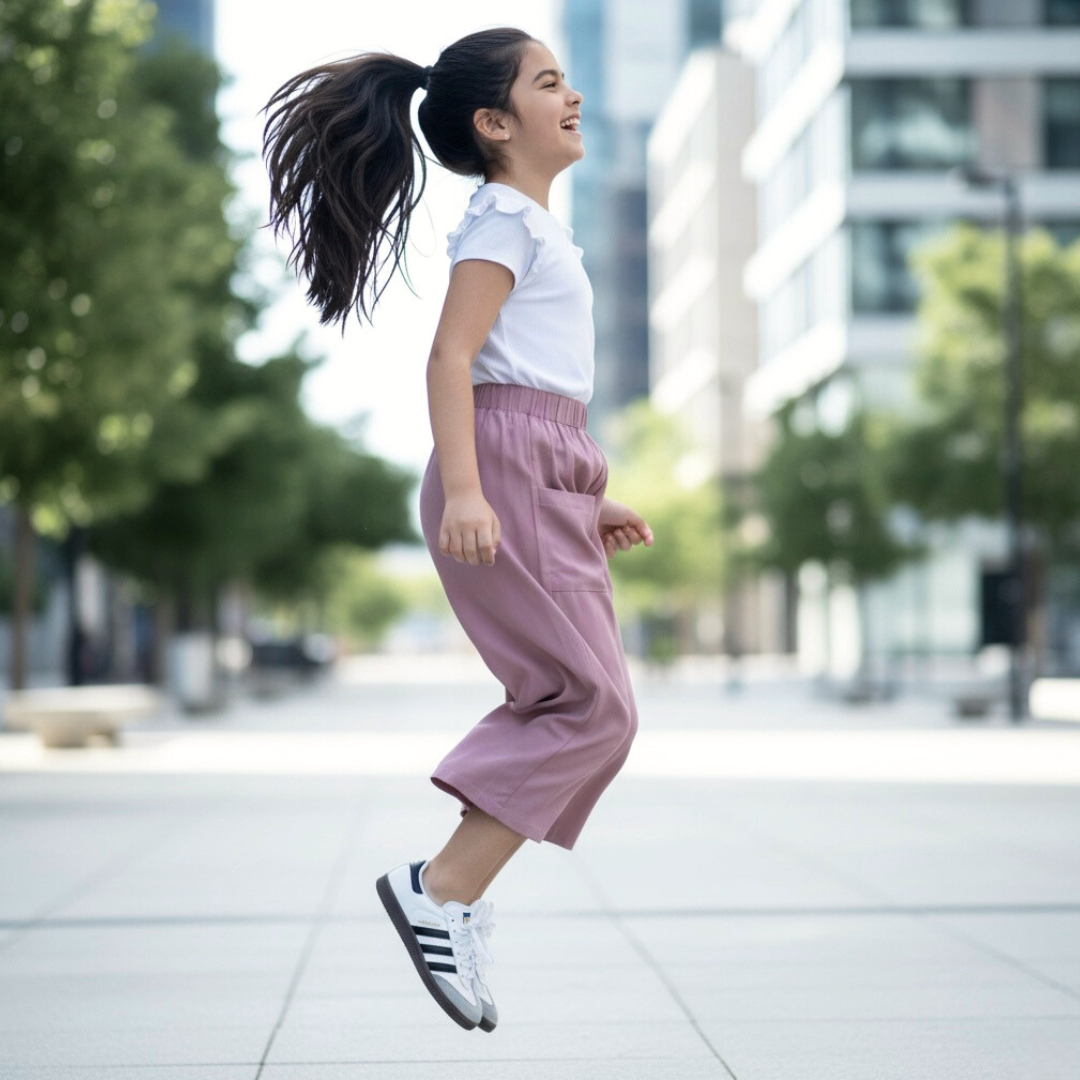 Pantalón Culotte Niña Bolsillos - Rosa Malva