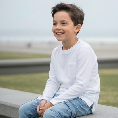 Polo Niño Blanco - Bolsillo (100% algodón)