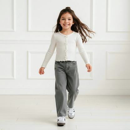 Polo Rib Manga Larga Ivory Lazos - Algodón