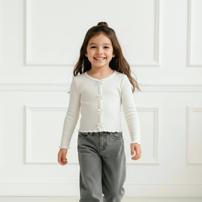 Polo Rib Manga Larga Ivory Lazos - Algodón