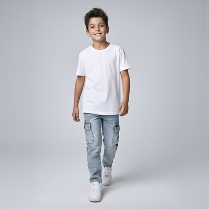 Jean Denim Cargo Niño Celeste