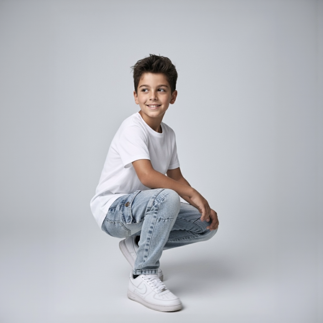 Jean Denim Cargo Niño Celeste