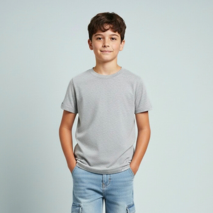 polo gris melange infantil algodon